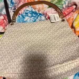 Michael Kors Beige and Brown MK Shoulder Bag